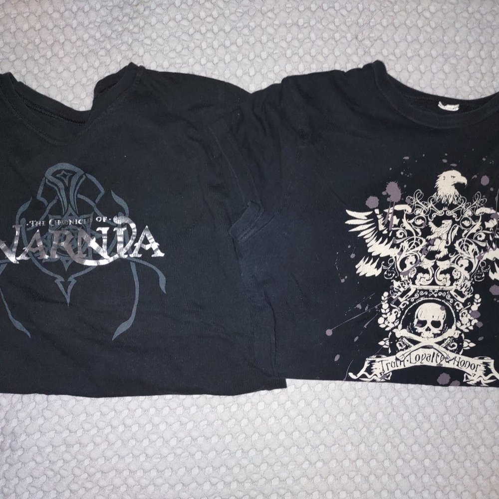 2 Short Sleeve Black T-Shirts M/L